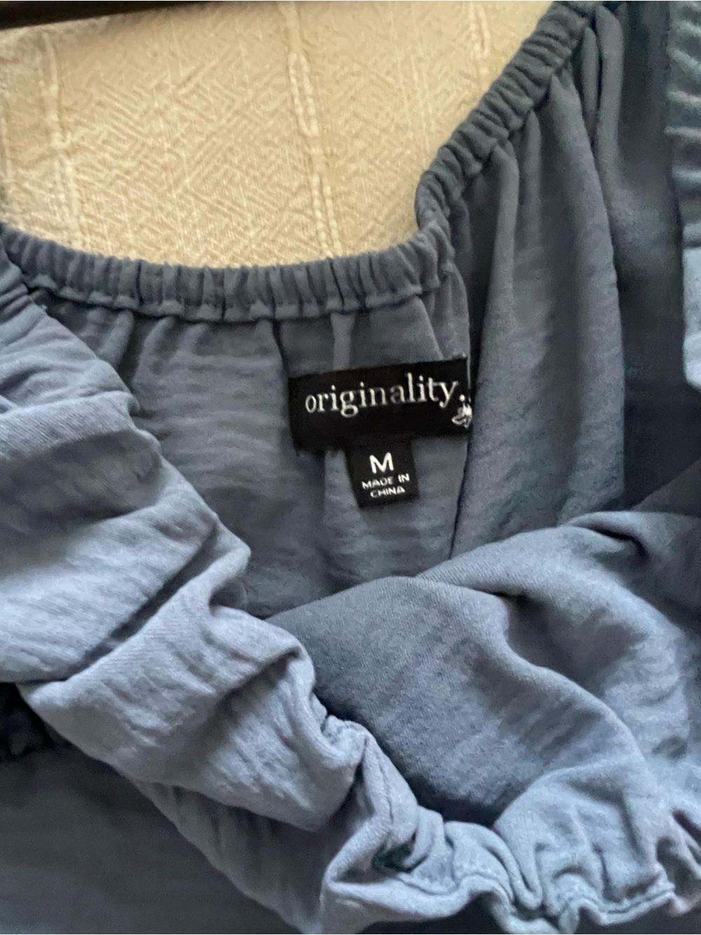 Women's Slate Blue Peplum Long-Sleeve Top - Picture 2 of 3